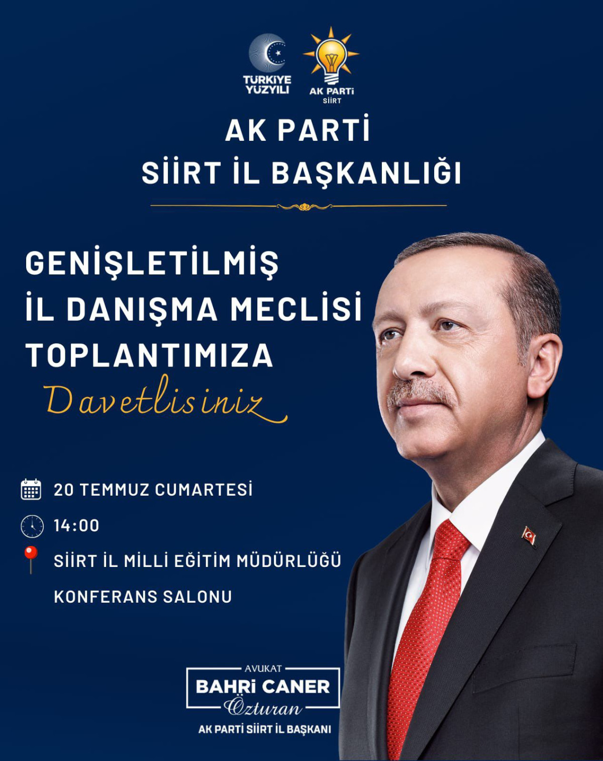 Ak parti Siirt il başkanlığı Genişletilmiş İl Danışma Meclisi” toplantısı düzenleyecek 