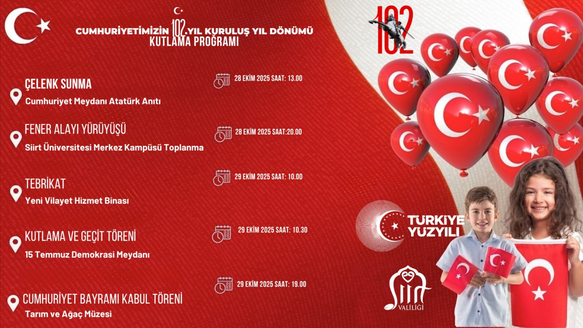 29 EKİM CUMHURİYET BAYRAMI’NIN 102. YILI COŞKUYLA KUTLANACAK!