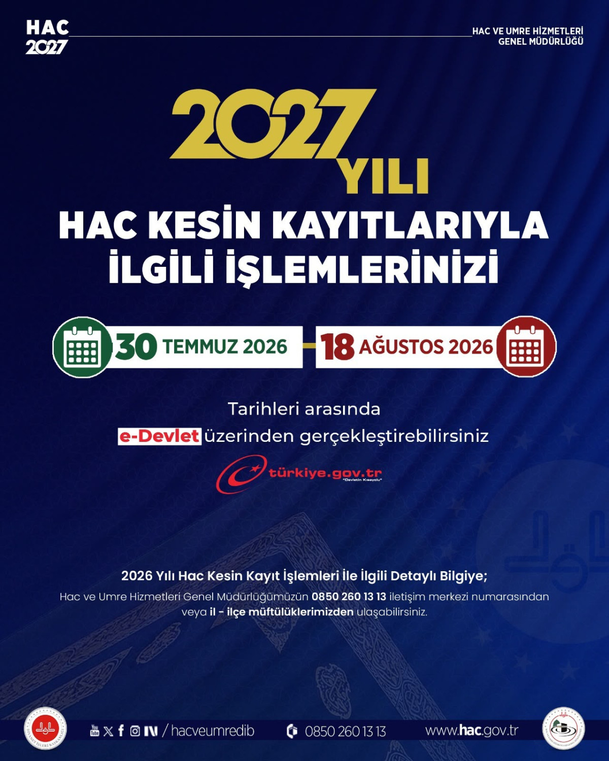 2027 Yılı Hac Kesin Kayıtları Başlıyor