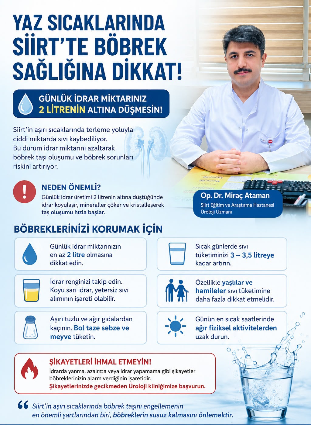 Op. Dr. Miraç Ataman: “Çok Su İçiyorum” Demek Yetmiyor” Üroloji Doktorundan Önemli Uyarılar