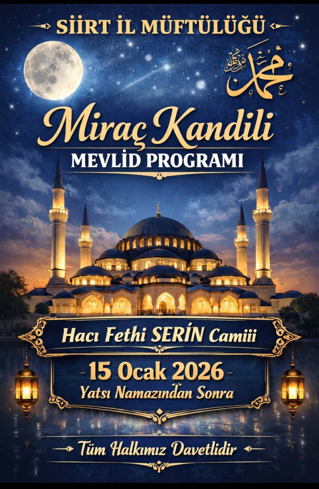 Siirt İl Müftüsü Şakir Pinal’dan Miraç Kandili Mesajı