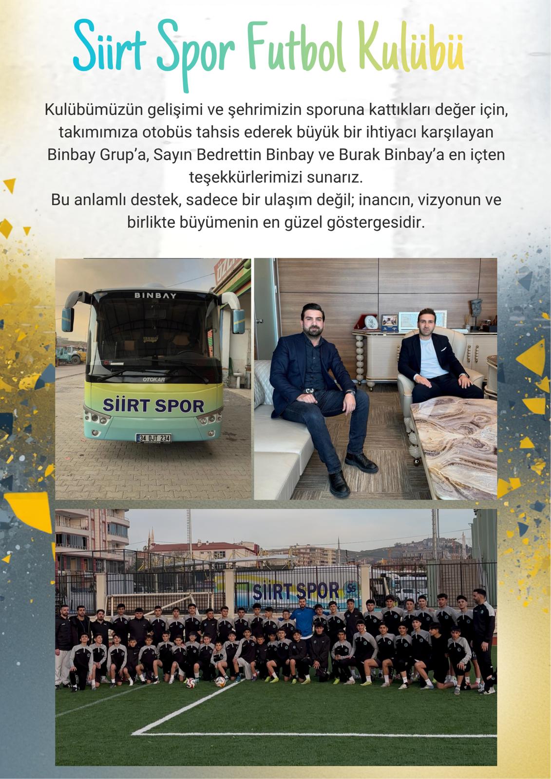 Siirt Spor 56 futbol Kulübünden Binbay Gruba Teşekkür